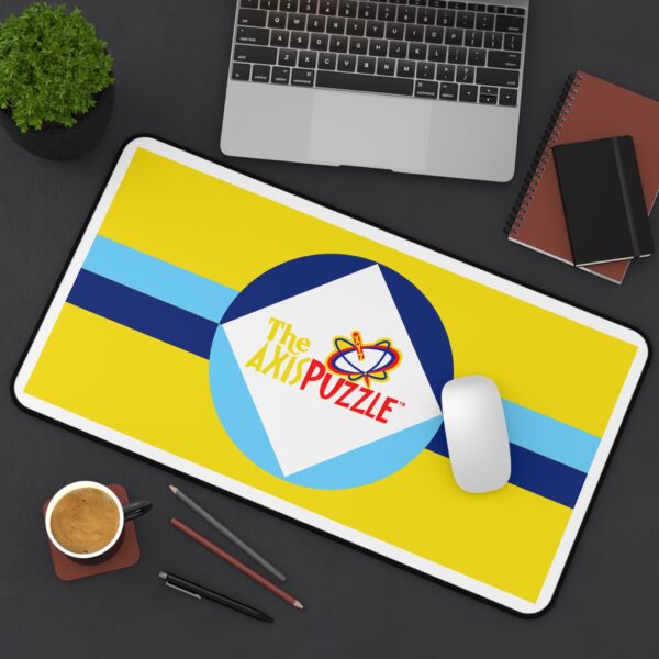 Desk Mat — Bright Retro Stripes with The Axis Puzzle Logo